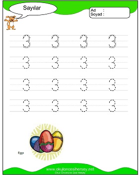 okul öncesi 1 sayısı çizgi çalışması